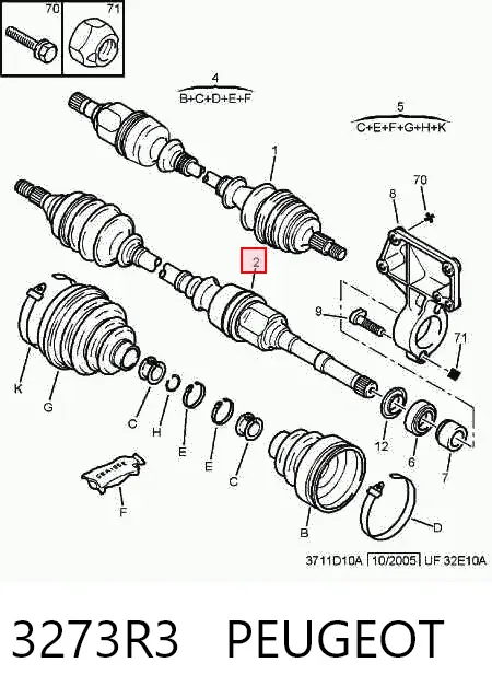 Піввісь права 3273R3 Peugeot/Citroen