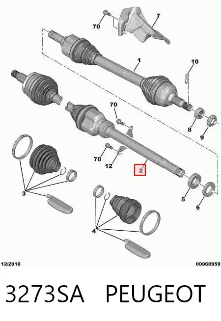 Піввісь права 3273SA Peugeot/Citroen