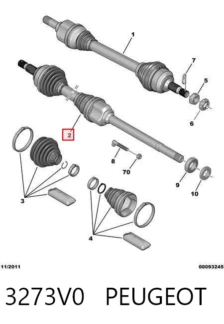 Піввісь права 3273V0 Peugeot/Citroen