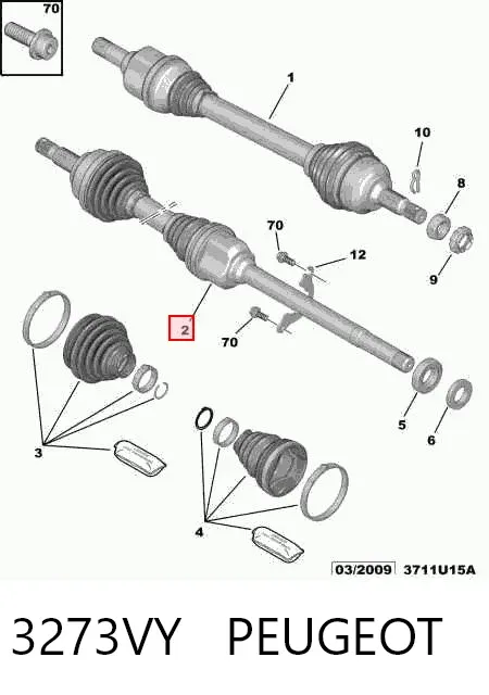 Піввісь права 3273VY Peugeot/Citroen