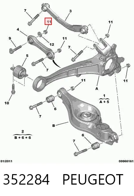 Гайка заднього розвального важеля 352284 Peugeot/Citroen