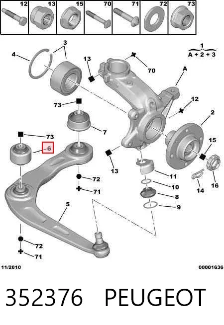 Сайлентблок переднього важеля 352376 Peugeot/Citroen