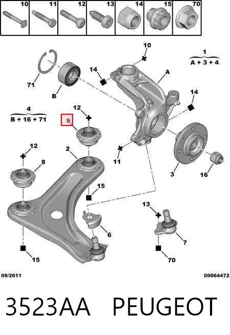 Сайлентблок переднього важеля 3523AA Peugeot/Citroen