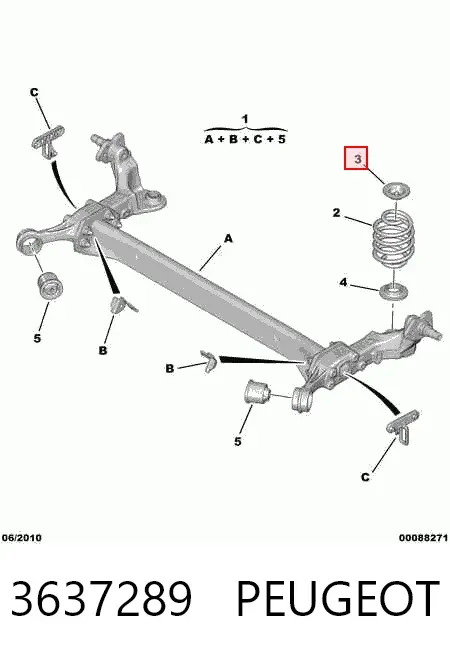 Проставка (гумове кільце) пружини задньої, верхня 3637289 Peugeot/Citroen