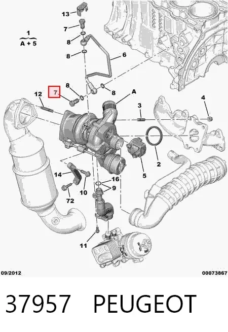 Болт трубки турбіни подачі масла 37957 Peugeot/Citroen