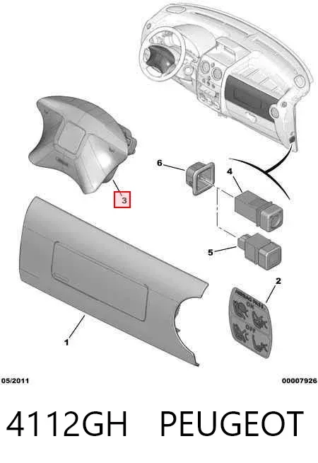 Подушка безпеки, водійська, AIRBAG 4112GH Peugeot/Citroen