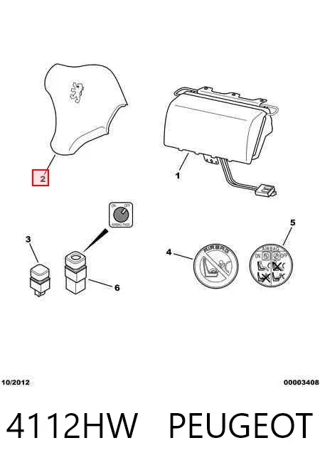 Подушка безпеки, водійська, AIRBAG 4112HW Peugeot/Citroen