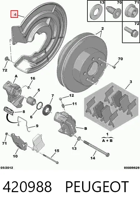 Захист гальмівного диска заднього, лівого 420988 Peugeot/Citroen
