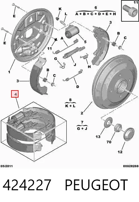 Колодки гальмові задні, барабанні 424227 Peugeot/Citroen