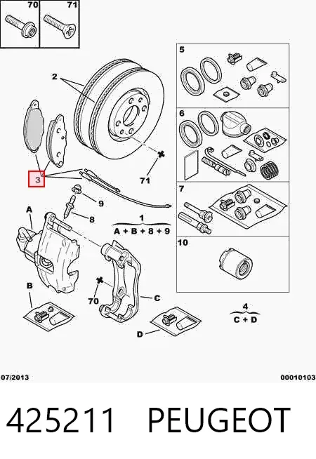 Передні тормозні колодки 425211 Peugeot/Citroen
