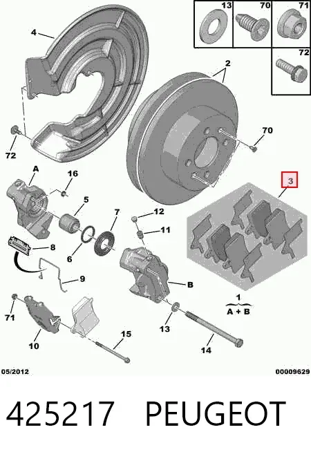 Задні гальмівні колодки 425217 Peugeot/Citroen