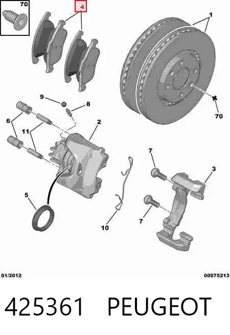 Передні тормозні колодки 425361 Peugeot/Citroen