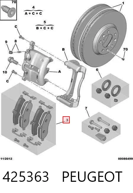 Передні тормозні колодки 425363 Peugeot/Citroen