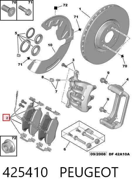 Передні тормозні колодки 425410 Peugeot/Citroen