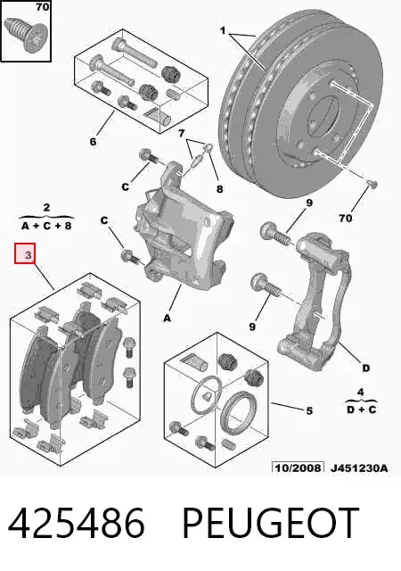 Передні тормозні колодки 425486 Peugeot/Citroen