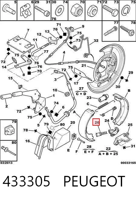 Напрямна троса ручного гальма 433305 Peugeot/Citroen