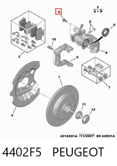 Супорт задній лівий 4402F5 Peugeot/Citroen