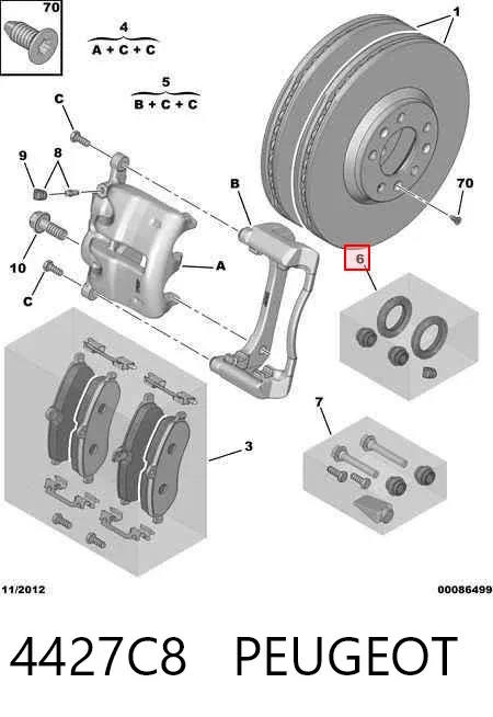Ремкомплект переднього супорту 4427C8 Peugeot/Citroen