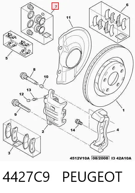 Ремкомплект переднього супорту 4427C9 Peugeot/Citroen