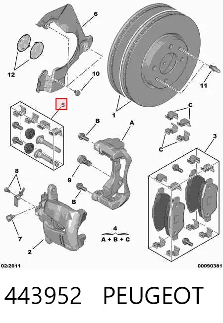 Ремкомплект переднього супорту 443952 Peugeot/Citroen