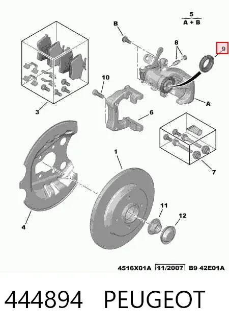 Пильник поршня заднього гальмівного супорта 444894 Peugeot/Citroen