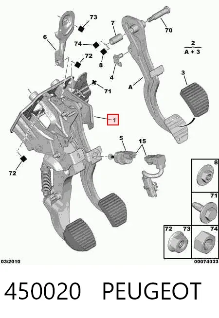 Кронштейн педалей, педальний вузол 450020 Peugeot/Citroen