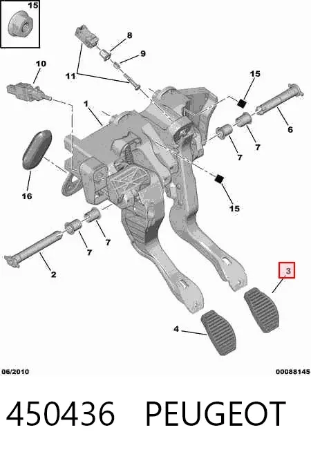 Накладка педалі зчеплення 450436 Peugeot/Citroen