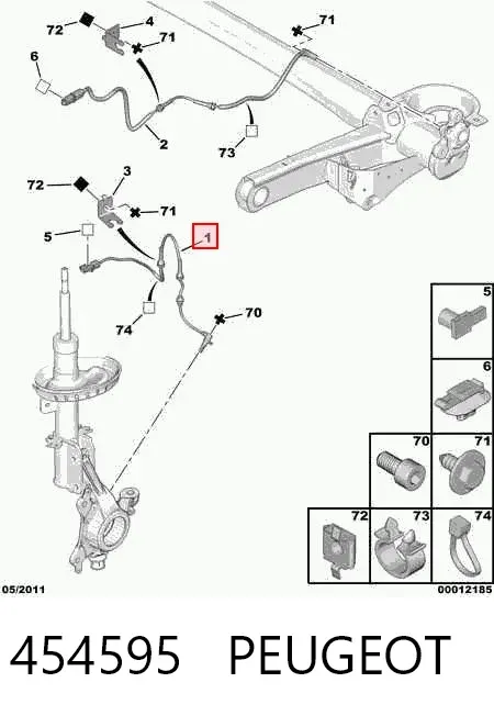 Датчик АБС (ABS) передній, правий 454595 Peugeot/Citroen