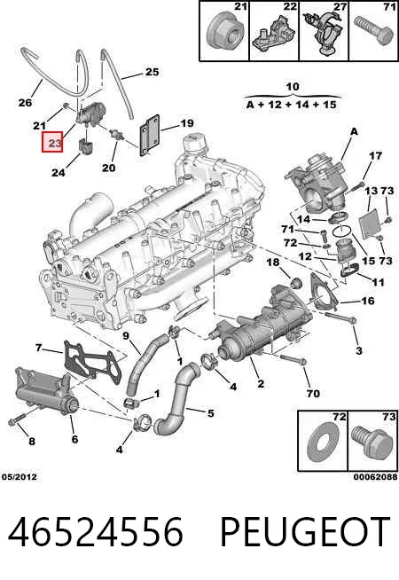 Клапан перетворювач тиску наддуву (соленоїд) 46524556 Peugeot/Citroen