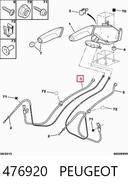Напрямна троса ручного гальма 476920 Peugeot/Citroen