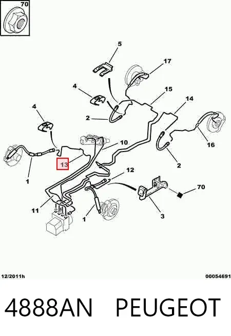 Трубка гальмівна передня права 4888AN Peugeot/Citroen