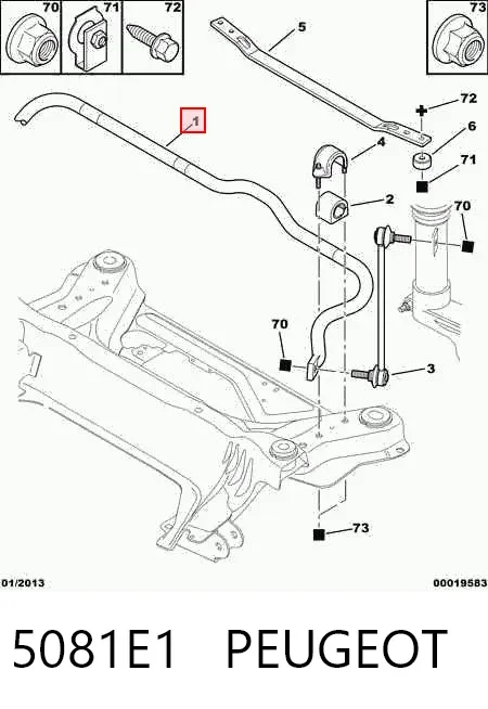 Передній стабілізатор 5081E1 Peugeot/Citroen