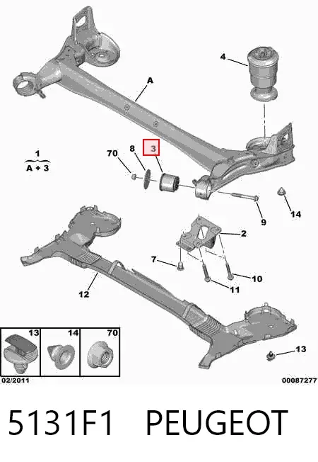 Сайлентблок задньої балки 5131F1 Peugeot/Citroen