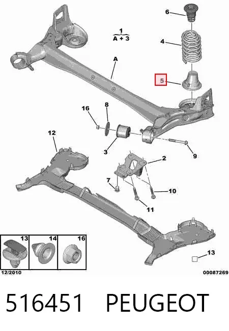 Опора амортизатора заднього 516451 Peugeot/Citroen