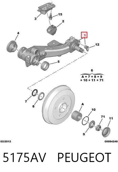 Важіль задньої підвіски нижній, лівий 5175AV Peugeot/Citroen