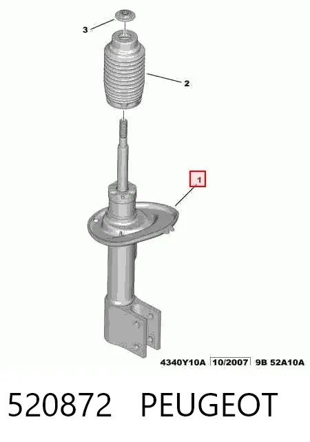 Амортизатор передній, правий 520872 Peugeot/Citroen