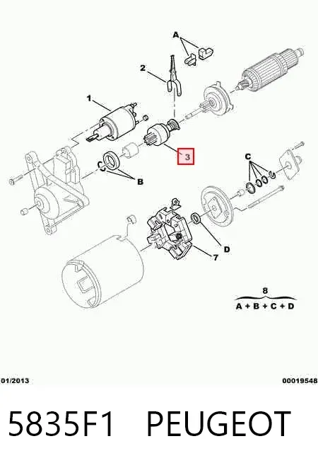 Бендикс стартера 5835F1 Peugeot/Citroen