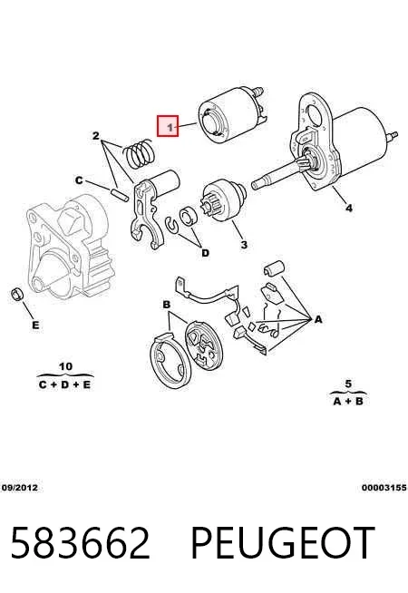 Втягуюче реле стартера 583662 Peugeot/Citroen