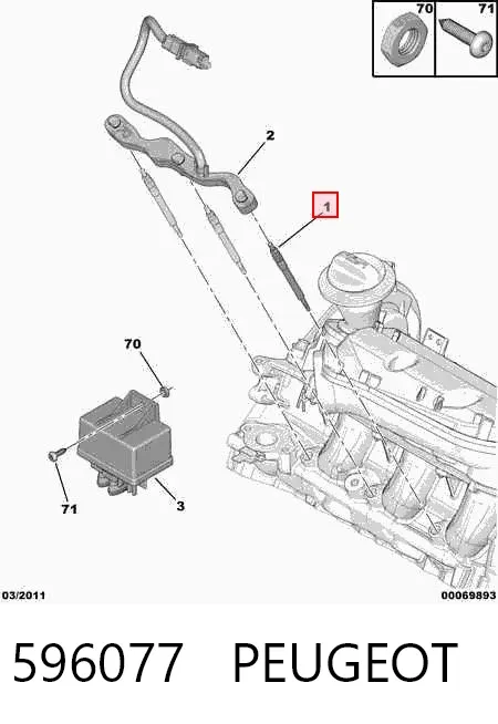Свічка накалу 596077 Peugeot/Citroen