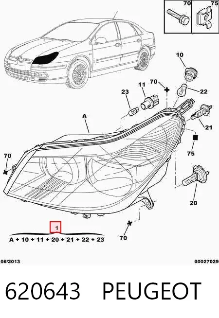 Фара права 620643 Peugeot/Citroen
