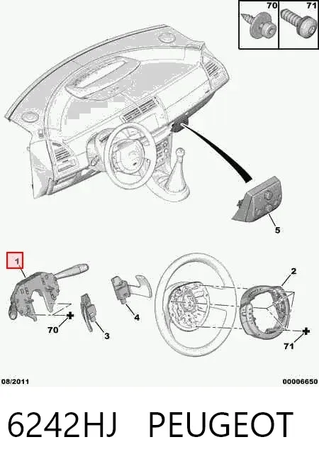 Перемикач підрульовий, лівий 6242HJ Peugeot/Citroen