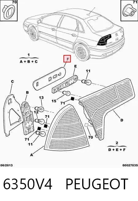 Ліхтар задній лівий, внутрішній 6350V4 Peugeot/Citroen