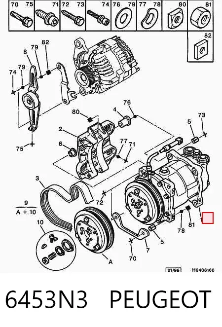 Компресор кондиціонера 6453N3 Peugeot/Citroen