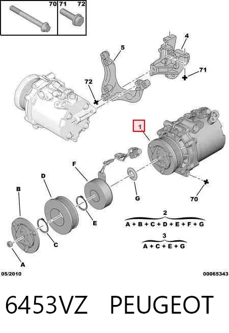 Компресор кондиціонера 6453VZ Peugeot/Citroen