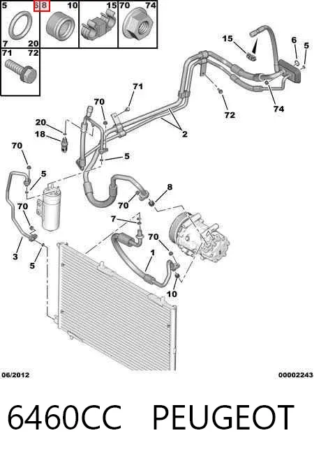 Кільце ущільнююче шланга компресора, нагнітального 6460CC Peugeot/Citroen