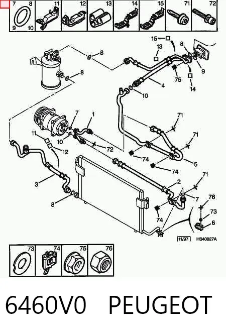 Кільце ущільнювальне трубки кондиціонера 6460V0 Peugeot/Citroen
