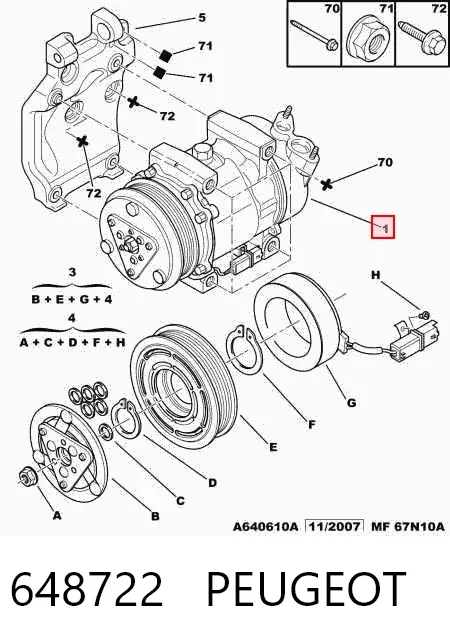 Компресор кондиціонера 648722 Peugeot/Citroen