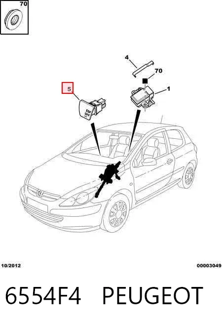 Кнопка увімкнення ESP 6554F4 Peugeot/Citroen