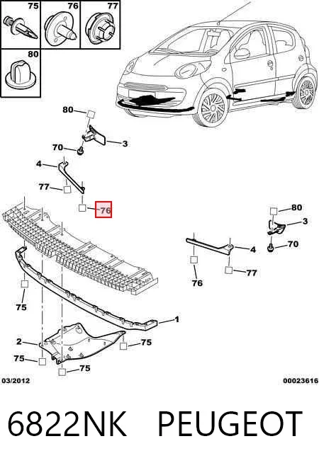 Пістон (кліп) кріплення підкрилки переднього крила 6822NK Peugeot/Citroen