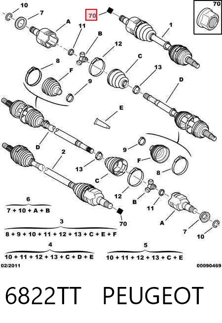 Гайка маточини передньої 6822TT Peugeot/Citroen